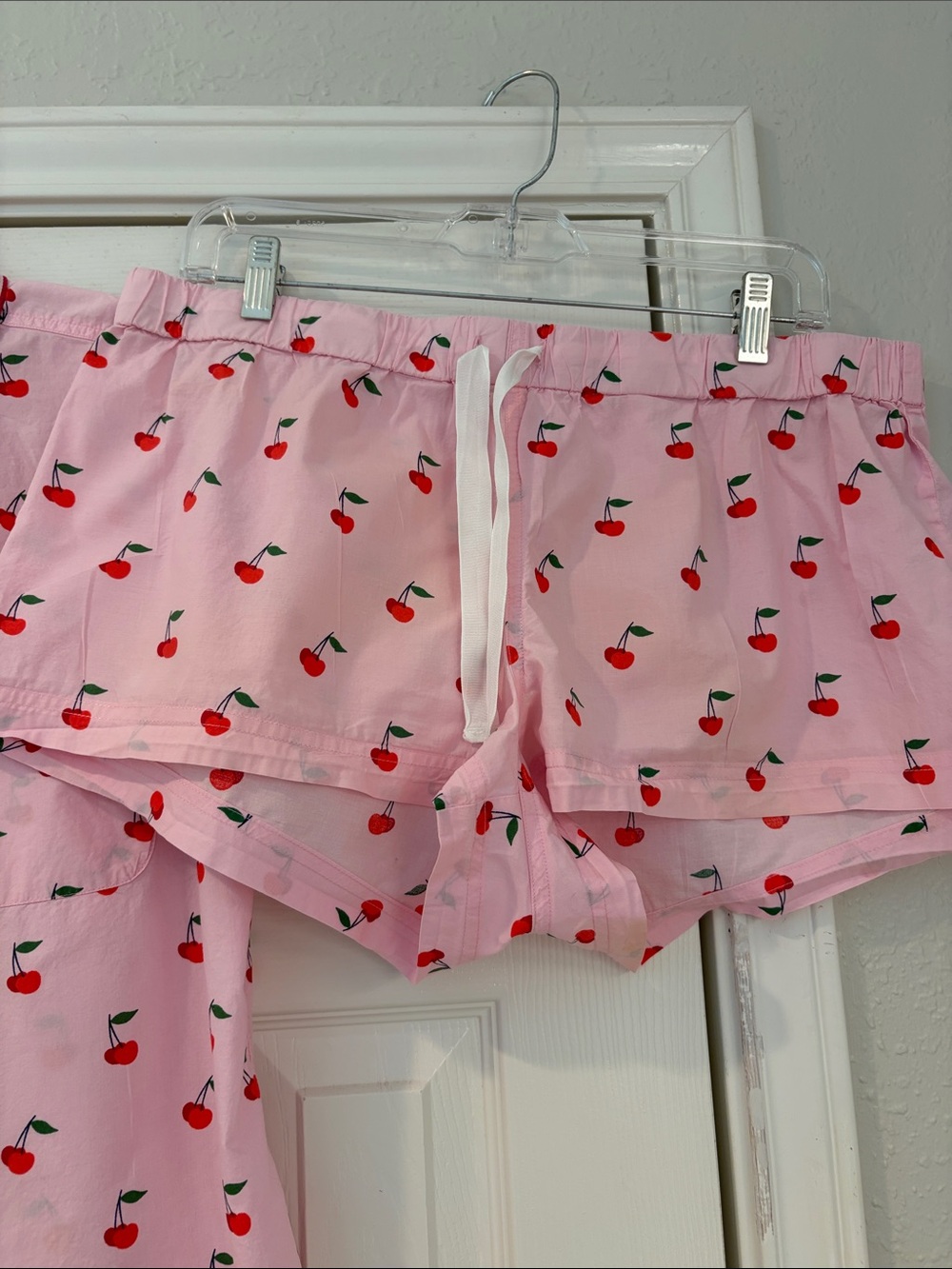 J. Crew Pink Cherry Print Short Pajama Set - Picture 2 of 9